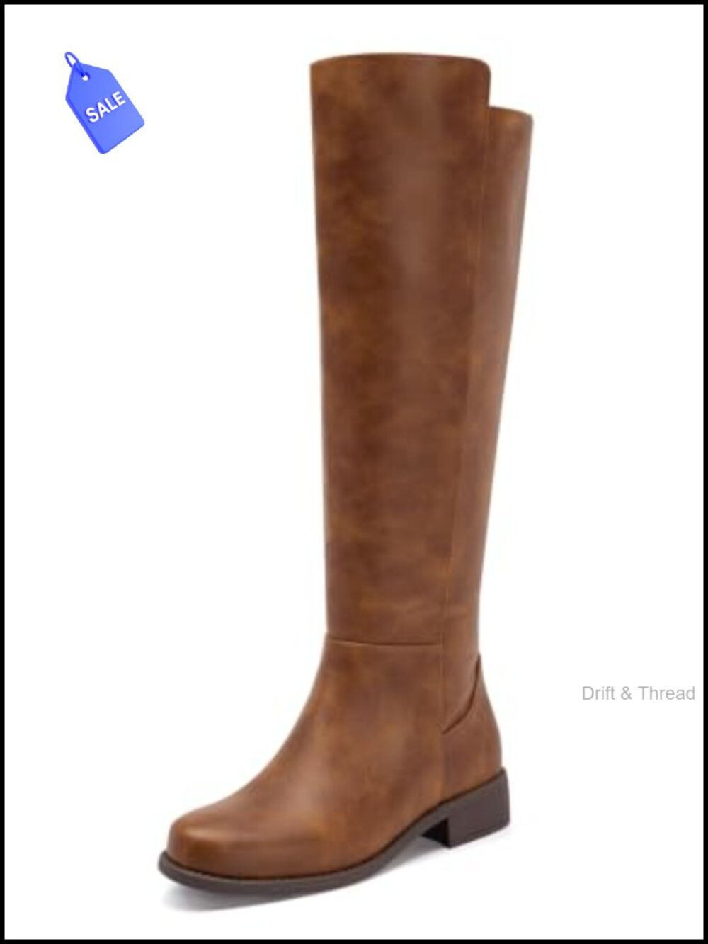 Knee High Boots Women Flat Low Heel Round Toe Zip Riding Tall Boots